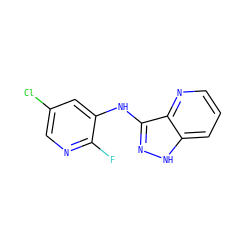Fc1ncc(Cl)cc1Nc1n[nH]c2cccnc12 ZINC000167010433