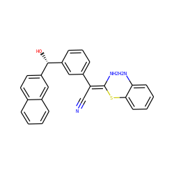 N#C/C(=C(/N)Sc1ccccc1N)c1cccc([C@@H](O)c2ccc3ccccc3c2)c1 ZINC000038145359