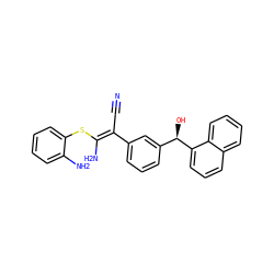 N#C/C(=C(/N)Sc1ccccc1N)c1cccc([C@@H](O)c2cccc3ccccc23)c1 ZINC000038145336