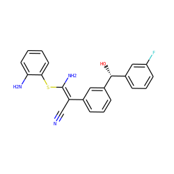 N#C/C(=C(/N)Sc1ccccc1N)c1cccc([C@H](O)c2cccc(F)c2)c1 ZINC000038145349