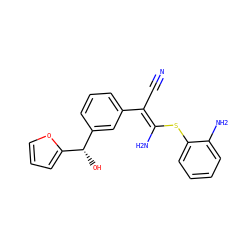 N#C/C(=C(/N)Sc1ccccc1N)c1cccc([C@H](O)c2ccco2)c1 ZINC000038145340
