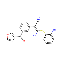 N#C/C(=C(/N)Sc1ccccc1N)c1cccc([C@H](O)c2ccoc2)c1 ZINC000038145371