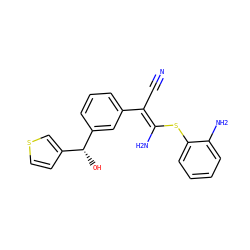 N#C/C(=C(/N)Sc1ccccc1N)c1cccc([C@H](O)c2ccsc2)c1 ZINC000038145394