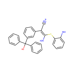 N#C/C(=C(/N)Sc1ccccc1N)c1cccc(C(O)(c2ccccc2)c2ccccc2)c1 ZINC000038145322