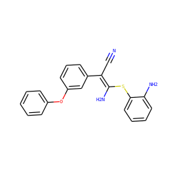 N#C/C(=C(/N)Sc1ccccc1N)c1cccc(Oc2ccccc2)c1 ZINC000038145385