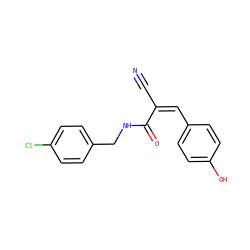 N#C/C(=C/c1ccc(O)cc1)C(=O)NCc1ccc(Cl)cc1 ZINC000012475551