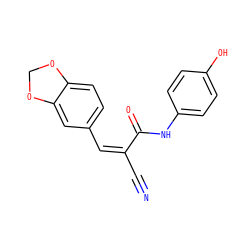 N#C/C(=C/c1ccc2c(c1)OCO2)C(=O)Nc1ccc(O)cc1 ZINC000004974057
