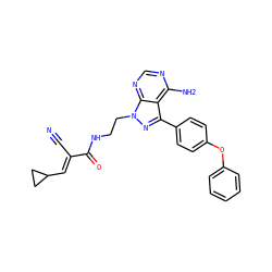 N#C/C(=C\C1CC1)C(=O)NCCn1nc(-c2ccc(Oc3ccccc3)cc2)c2c(N)ncnc21 ZINC000149434819