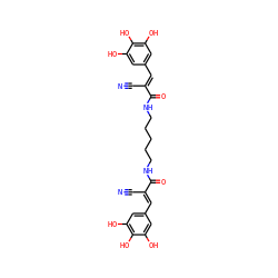 N#C/C(=C\c1cc(O)c(O)c(O)c1)C(=O)NCCCCCNC(=O)/C(C#N)=C/c1cc(O)c(O)c(O)c1 ZINC000005538361