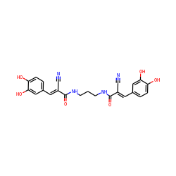 N#C/C(=C\c1ccc(O)c(O)c1)C(=O)NCCCNC(=O)/C(C#N)=C/c1ccc(O)c(O)c1 ZINC000001645882