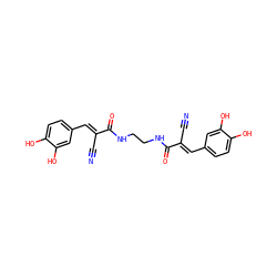 N#C/C(=C\c1ccc(O)c(O)c1)C(=O)NCCNC(=O)/C(C#N)=C/c1ccc(O)c(O)c1 ZINC000013676672