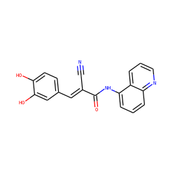 N#C/C(=C\c1ccc(O)c(O)c1)C(=O)Nc1cccc2ncccc12 ZINC000007985536