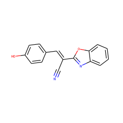 N#C/C(=C\c1ccc(O)cc1)c1nc2ccccc2o1 ZINC000005101097