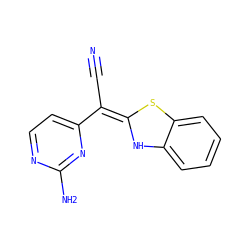 N#C/C(=C1/Nc2ccccc2S1)c1ccnc(N)n1 ZINC000013647686