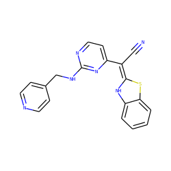 N#C/C(=C1/Nc2ccccc2S1)c1ccnc(NCc2ccncc2)n1 ZINC000013647745