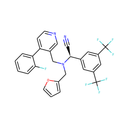 N#C[C@@H](c1cc(C(F)(F)F)cc(C(F)(F)F)c1)N(Cc1ccco1)Cc1cnccc1-c1ccccc1F ZINC000096285080