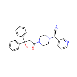 N#C[C@@H](c1cccnc1)N1CCN(C(=O)CC(O)(c2ccccc2)c2ccccc2)CC1 ZINC000026818366
