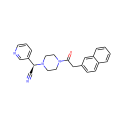 N#C[C@@H](c1cccnc1)N1CCN(C(=O)Cc2ccc3ccccc3c2)CC1 ZINC000013728992