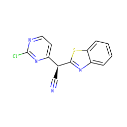 N#C[C@@H](c1ccnc(Cl)n1)c1nc2ccccc2s1 ZINC000001861464