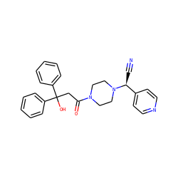 N#C[C@@H](c1ccncc1)N1CCN(C(=O)CC(O)(c2ccccc2)c2ccccc2)CC1 ZINC000027330514