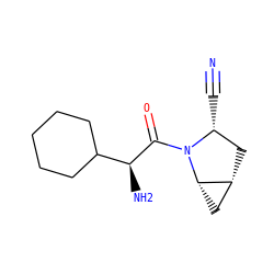 N#C[C@@H]1C[C@@H]2C[C@@H]2N1C(=O)[C@@H](N)C1CCCCC1 ZINC000013560893