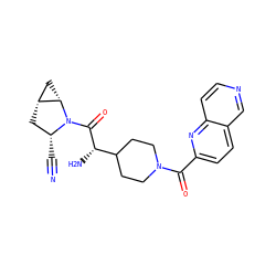 N#C[C@@H]1C[C@@H]2C[C@@H]2N1C(=O)[C@@H](N)C1CCN(C(=O)c2ccc3cnccc3n2)CC1 ZINC000095591535