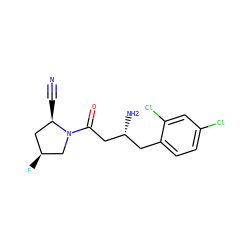 N#C[C@@H]1C[C@H](F)CN1C(=O)C[C@H](N)Cc1ccc(Cl)cc1Cl ZINC000299830769