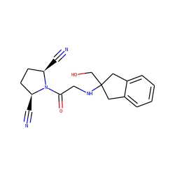 N#C[C@@H]1CC[C@H](C#N)N1C(=O)CNC1(CO)Cc2ccccc2C1 ZINC000013687510