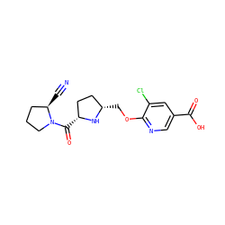 N#C[C@@H]1CCCN1C(=O)[C@@H]1CC[C@H](COc2ncc(C(=O)O)cc2Cl)N1 ZINC000014947586