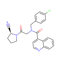 N#C[C@@H]1CCCN1C(=O)CN(Cc1ccc(Cl)cc1)C(=O)c1ccnc2ccccc12 ZINC000169310674