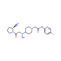 N#C[C@@H]1CCCN1C(=O)CN(N)C1CCN(CC(=O)Nc2ccc(Cl)cn2)CC1 ZINC000048998891