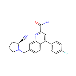 N#C[C@@H]1CCCN1Cc1ccc2c(-c3ccc(F)cc3)cc(C(N)=O)nc2c1 ZINC000221601016
