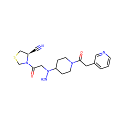 N#C[C@@H]1CSCN1C(=O)CN(N)C1CCN(C(=O)Cc2cccnc2)CC1 ZINC000048998439