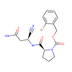 N#C[C@H](CC(N)=O)NC(=O)[C@@H]1CCCN1C(=O)OCc1ccccc1Br ZINC000169348300