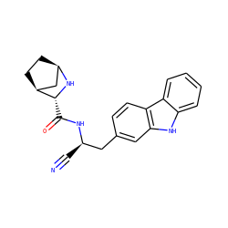 N#C[C@H](Cc1ccc2c(c1)[nH]c1ccccc12)NC(=O)[C@H]1N[C@@H]2CC[C@H]1C2 ZINC000219310026