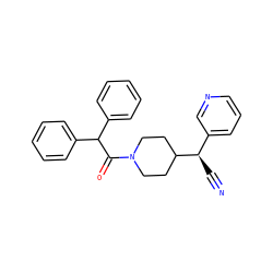 N#C[C@H](c1cccnc1)C1CCN(C(=O)C(c2ccccc2)c2ccccc2)CC1 ZINC000000599460