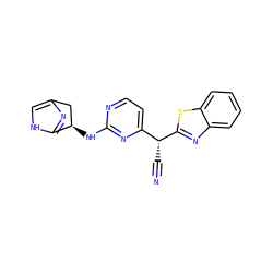 N#C[C@H](c1ccnc(N[C@@H]2Cc3c[nH]c2n3)n1)c1nc2ccccc2s1 ZINC000116418661