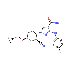 N#C[C@H]1C[C@@H](OCC2CC2)CC[C@@H]1n1cc(C(N)=O)c(Nc2ccc(F)cc2)n1 ZINC000204966138