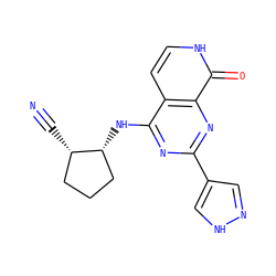 N#C[C@H]1CCC[C@H]1Nc1nc(-c2cn[nH]c2)nc2c(=O)[nH]ccc12 ZINC000096285204