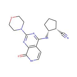 N#C[C@H]1CCC[C@H]1Nc1nc(N2CCOCC2)nc2c(=O)[nH]ccc12 ZINC000096285202