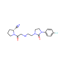 N#C[C@H]1CCCN1C(=O)CNCCN1CCN(c2ccc(F)cc2)C1=O ZINC000043019430