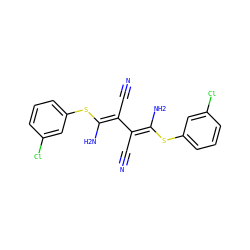 N#CC(=C(/N)Sc1cccc(Cl)c1)/C(C#N)=C(\N)Sc1cccc(Cl)c1 ZINC000034802601