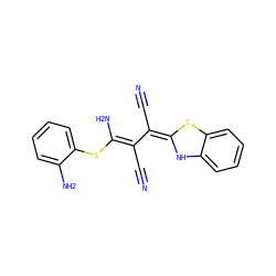 N#CC(=C(/N)Sc1ccccc1N)/C(C#N)=C1\Nc2ccccc2S1 ZINC000053157230