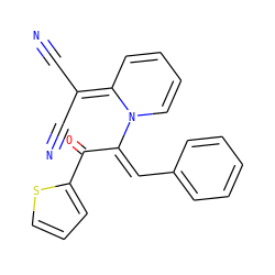 N#CC(C#N)=C1C=CC=CN1/C(=C\c1ccccc1)C(=O)c1cccs1 ZINC000005446819