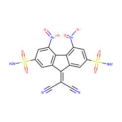 N#CC(C#N)=C1c2cc(S(N)(=O)=O)cc([N+](=O)[O-])c2-c2c1cc(S(N)(=O)=O)cc2[N+](=O)[O-] ZINC000008626851