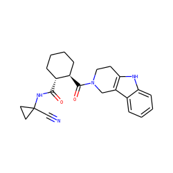 N#CC1(NC(=O)[C@@H]2CCCC[C@H]2C(=O)N2CCc3[nH]c4ccccc4c3C2)CC1 ZINC000095555368