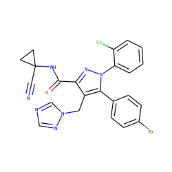 N#CC1(NC(=O)c2nn(-c3ccccc3Cl)c(-c3ccc(Br)cc3)c2Cn2cncn2)CC1 ZINC000049766411