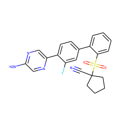N#CC1(S(=O)(=O)c2ccccc2-c2ccc(-c3cnc(N)cn3)c(F)c2)CCCC1 ZINC000224809595