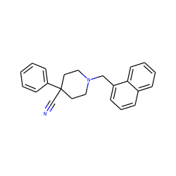 N#CC1(c2ccccc2)CCN(Cc2cccc3ccccc23)CC1 ZINC000013553181