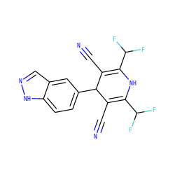 N#CC1=C(C(F)F)NC(C(F)F)=C(C#N)C1c1ccc2[nH]ncc2c1 ZINC000116587792